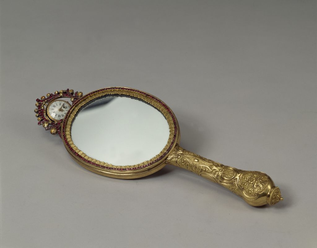 图片[1]-Copper-gold inlaid stone handle mirror watch-China Archive